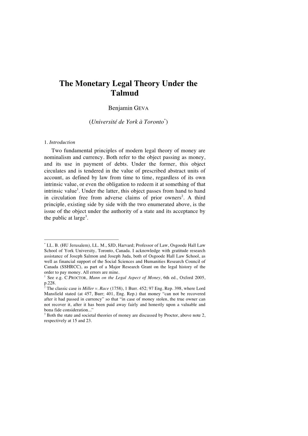 The Monetary Legal Theory Under the Talmud