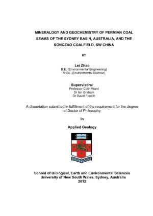 Mineralogy and Geochemistry of Permian Coal Seams of the Sydney Basin, Australia, and the Songzao Coalfield, Sw China