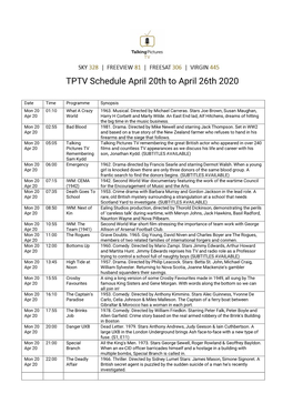 TPTV Schedule April 20Th to April 26Th 2020