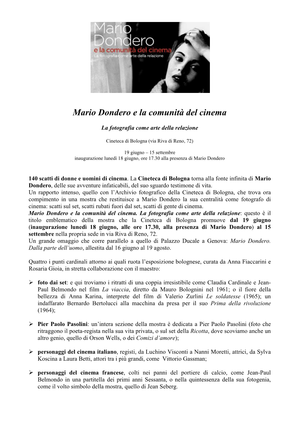 Mario Dondero E La Comunità Del Cinema