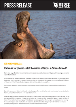 Zambia Hippo Cull