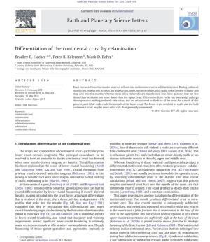 Differentiation of the Continental Crust by Relamination