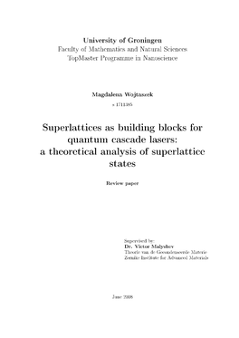 Superlattices As Building Blocks for Quantum Cascade Lasers: a Theoretical Analysis of Superlattice States