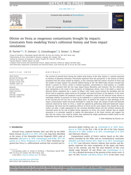 Olivine on Vesta As Exogenous Contaminants Brought by Impacts: Constraints from Modeling Vesta’S Collisional History and from Impact Simulations