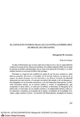 El Conflicto Paterno Filial En Las Novelas Ejemplares De Miguel De Cervantes