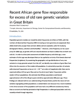 Recent African Gene Flow Responsible for Excess of Old Rare Genetic