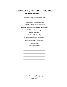 Ontology, Quantification, and Fundamentality