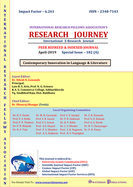 RESEARCH JOURNEY I International E-Research Journal