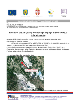 Results of the Air Quality Monitoring Campaign in BOR/KRIVELJ Joint Campaign