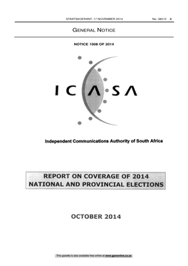 Independent Communications Authority of South Africa: Report on Coverage of 2014 National and Provincial Elections