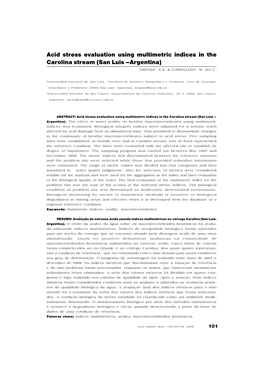 Acid Stress Evaluation Using Multimetric Indices in the Carolina Stream (San Luis –Argentina) TRIPOLE1, E.S