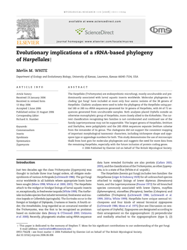 Evolutionary Implications of a Rrna-Based Phylogeny of Harpellalesy