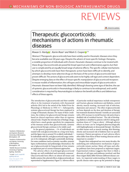 Therapeutic Glucocorticoids: Mechanisms of Actions in Rheumatic Diseases