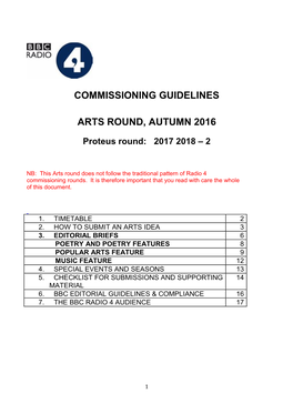Commissioning Guidelines Arts Round, Autumn 2016