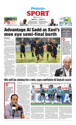 Advantage Al Sadd As Xavi's Men Eye Semi-Final Berth