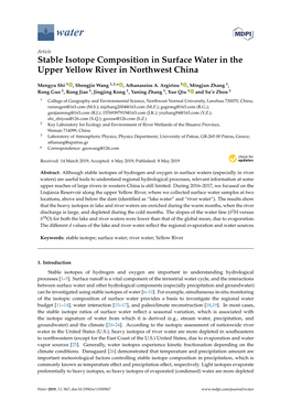 Stable Isotope Composition in Surface Water in the Upper Yellow River in Northwest China