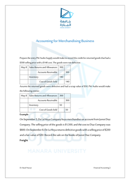 Accounting for Merchandising Business