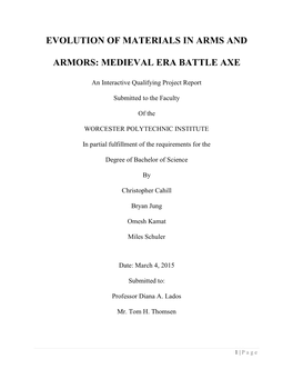 Evolution of Materials in Arms and Armors: Medieval Era Battle