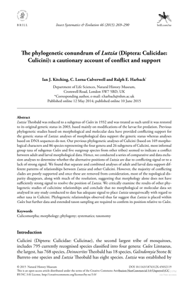 Diptera: Culicidae: Culicini): a Cautionary Account of Conflict and Support
