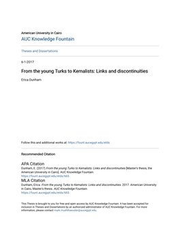 From the Young Turks to Kemalists: Links and Discontinuities