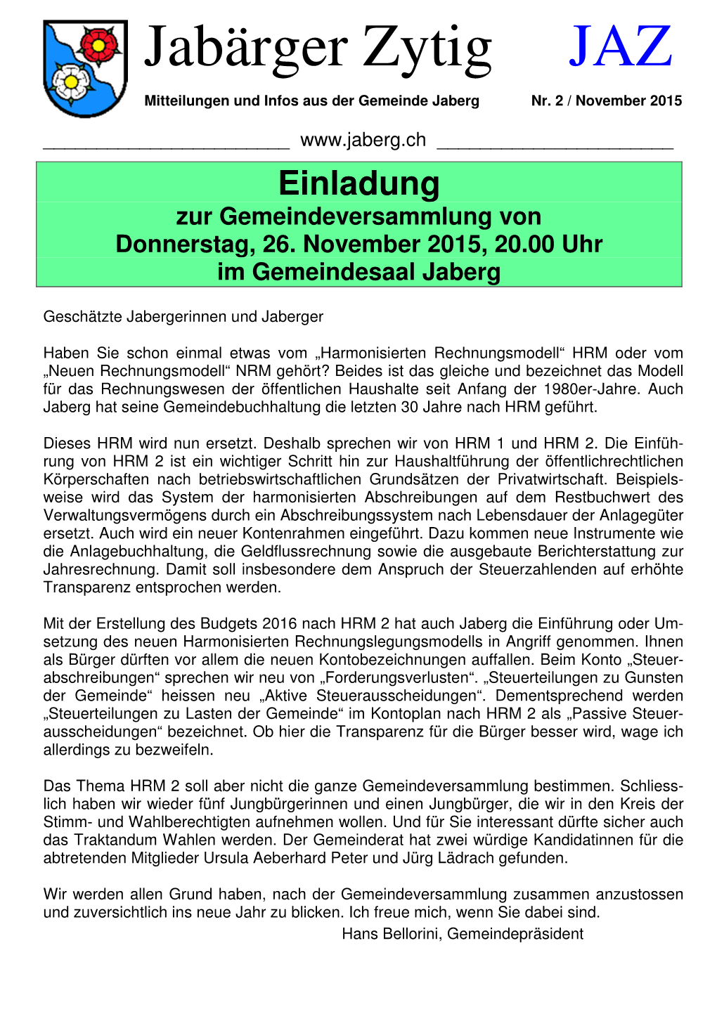 Jabärger Zytig JAZ Mitteilungen Und Infos Aus Der Gemeinde Jaberg Nr