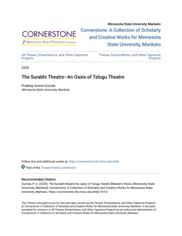 The Surabhi Theatre–An Oasis of Telugu Theatre