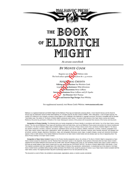 THE BOOK of ELDRITCH MIGHT an Arcane Sourcebook by Monte Cook