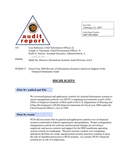 Audit Report No.: 2007-DP-0004