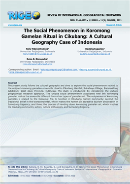 The Social Phenomenon in Koromong Gamelan Ritual in Cikubang: a Cultural Geography Case of Indonesia