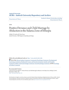 Positive Deviance and Child Marriage by Abduction in the Sidama Zone of Ethiopia Ashley N