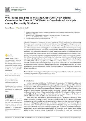 FOMO) on Digital Content in the Time of COVID-19: a Correlational Analysis Among University Students