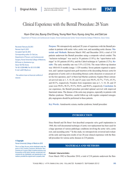 Clinical Experience with the Bentall Procedure: 28 Years