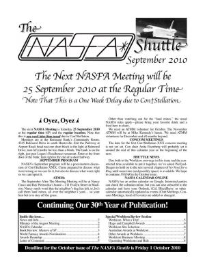 NASFA Shuttle Is the Newsletter of the North Alabama Science Fiction Association, Inc