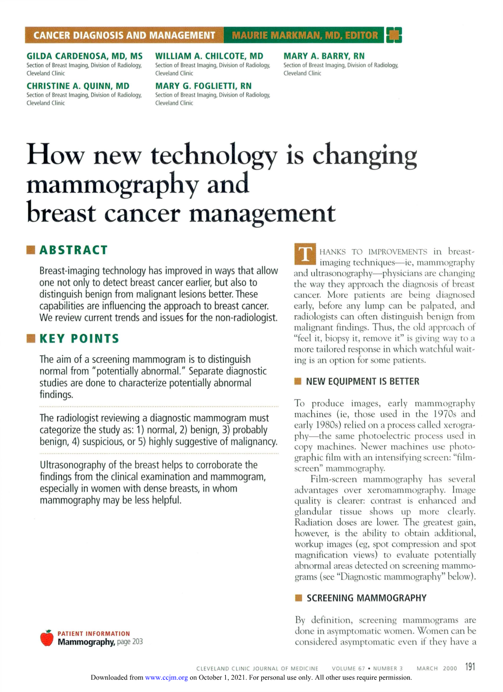 How New Technology Is Changing Mammography and Breast Cancer Management
