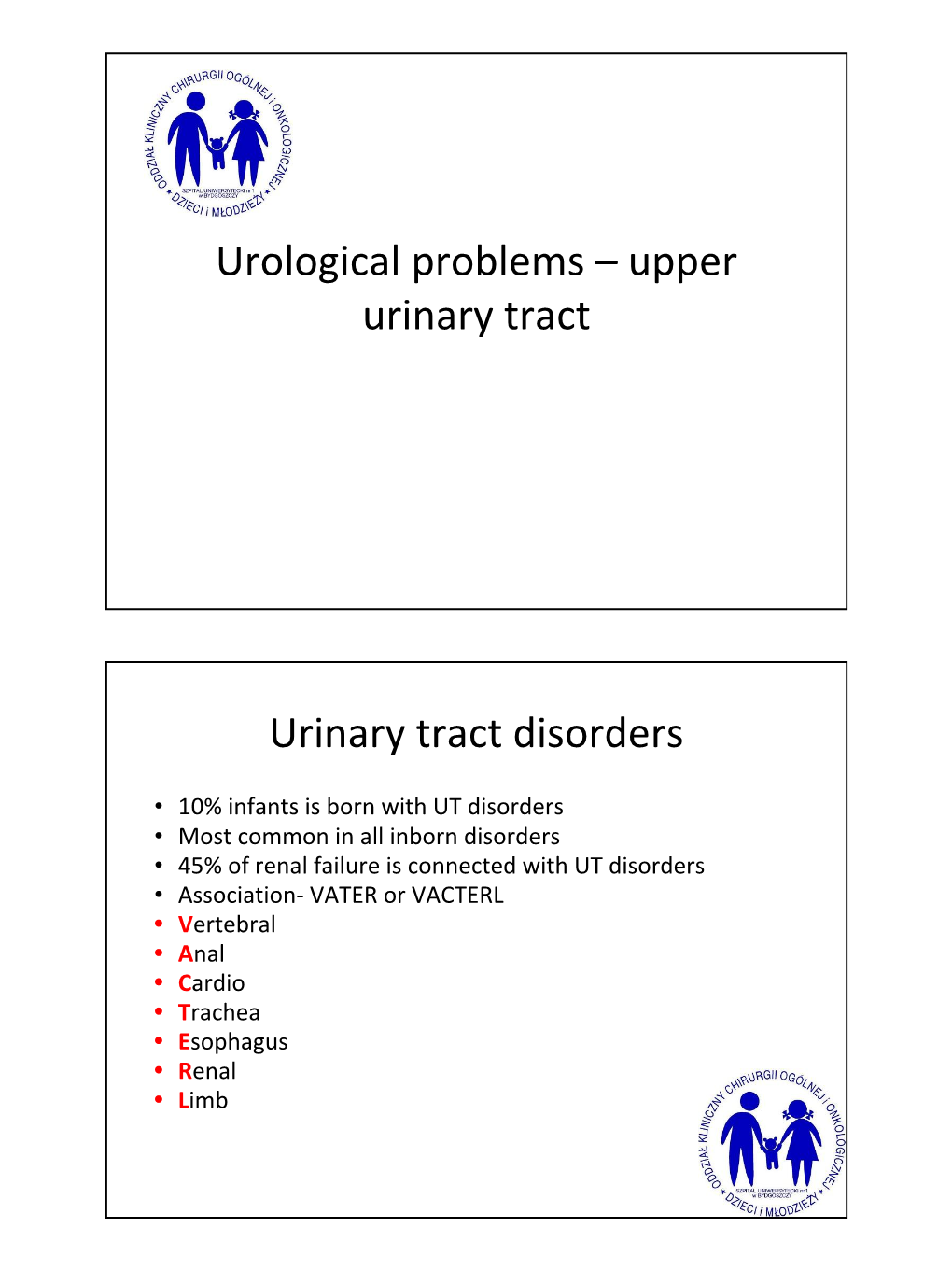 Urological Problems – Upper Urinary Tract Urinary Tract Disorders