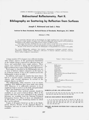 Bidirectional Reflectometry. Part II. Bibliography on Scattering by Reflection from Surfaces