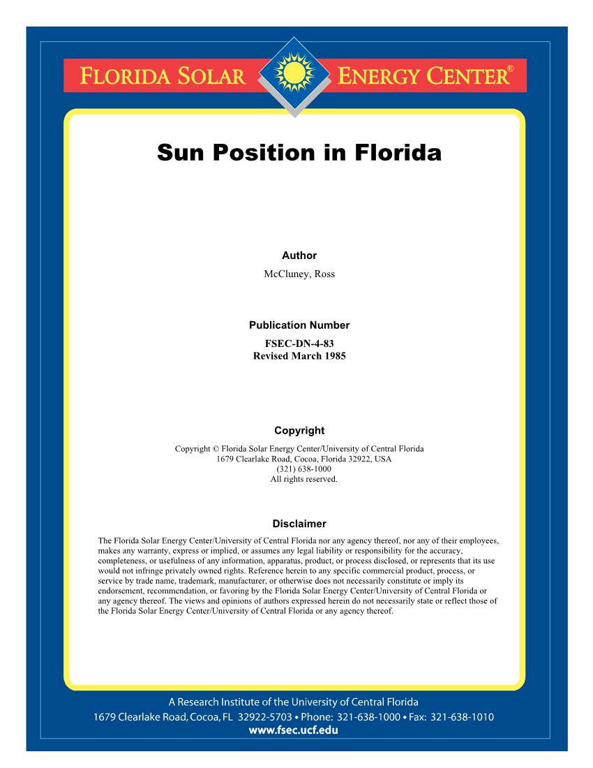 Sun Position in Florida