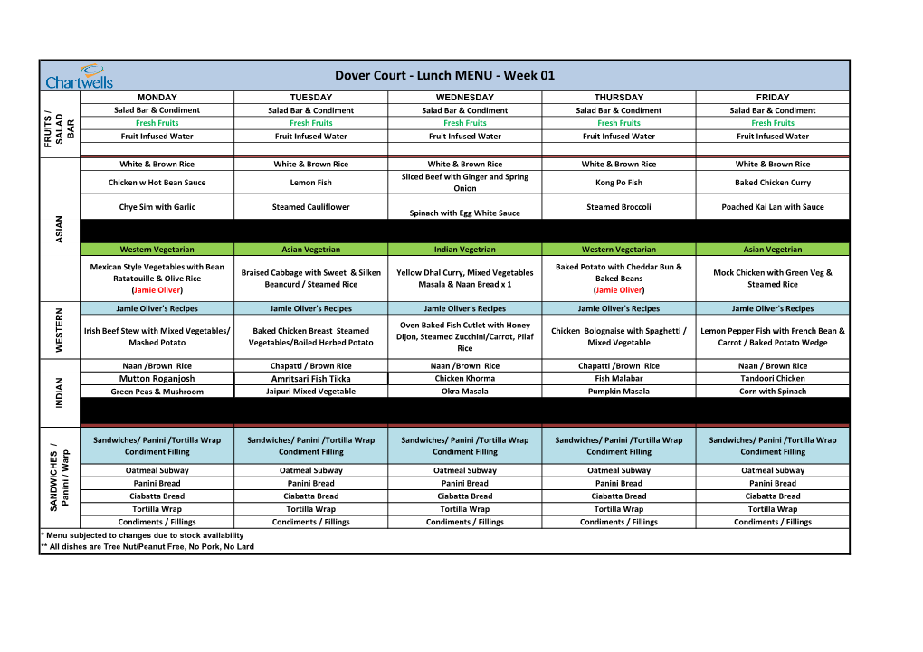 Dover Court - Lunch MENU - Week 01