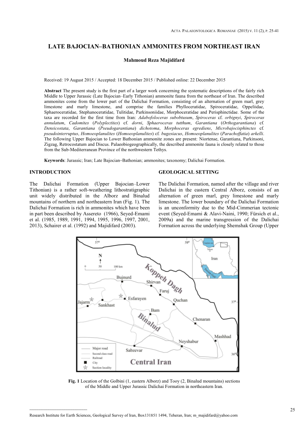 Late Bajocian–Bathonian Ammonites from Northeast Iran