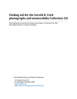 Finding Aid for the Gerald R. Ford Photographs and Memorabilia Collection 243