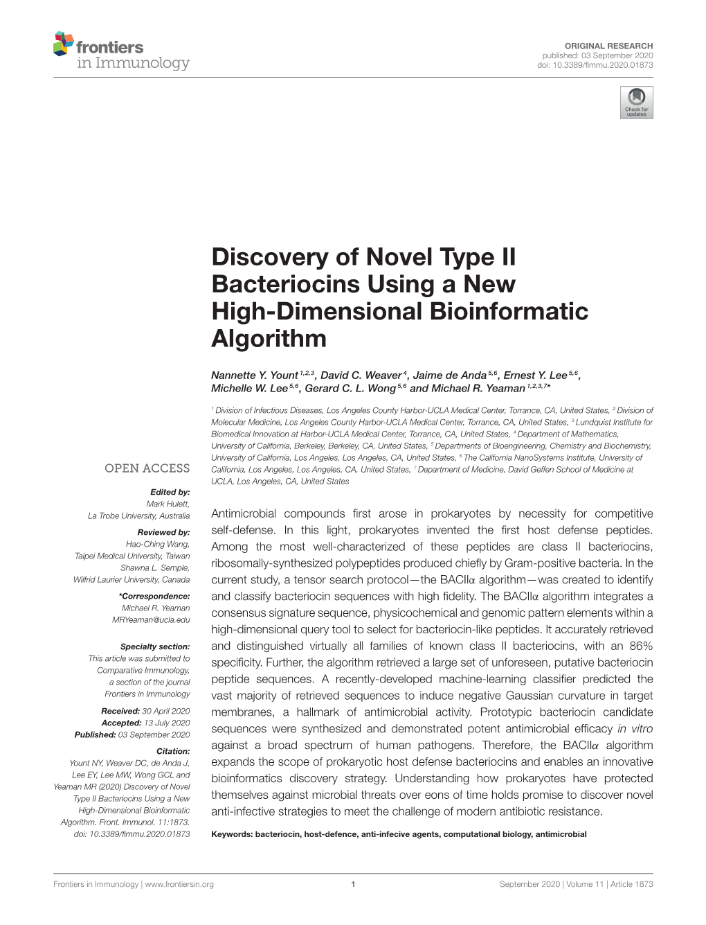 Discovery of Novel Type II Bacteriocins Using a New High-Dimensional Bioinformatic Algorithm