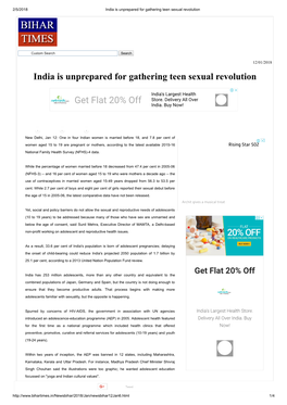 India Is Unprepared for Gathering Teen Sexual Revolution Get Flat 20%