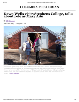COLUMBIA MISSOURIAN Dawn Wells Visits Stephens College, Talks