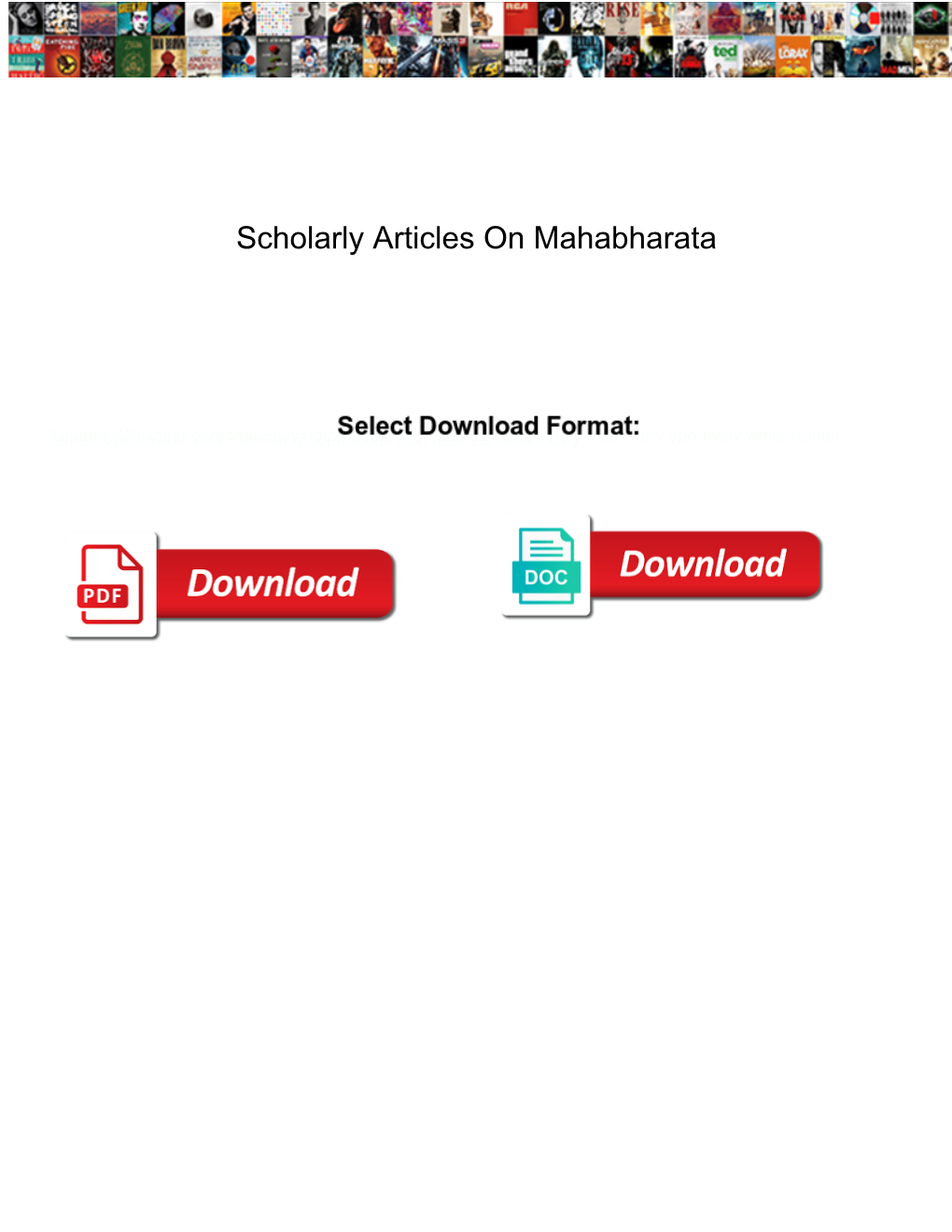 Scholarly Articles on Mahabharata