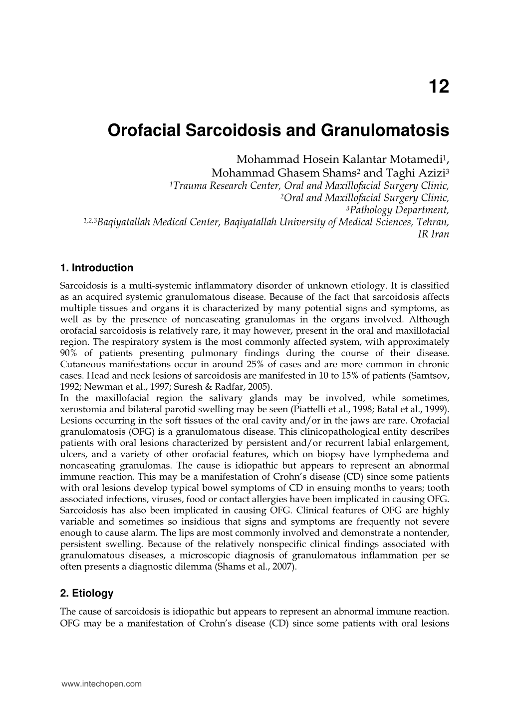 Orofacial Sarcoidosis and Granulomatosis