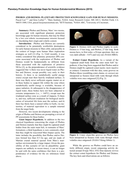 Phobos and Deimos: Planetary Protection Knowledge Gaps for Human Missions