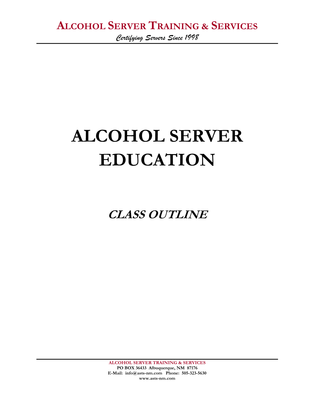 Alcohol Server Education