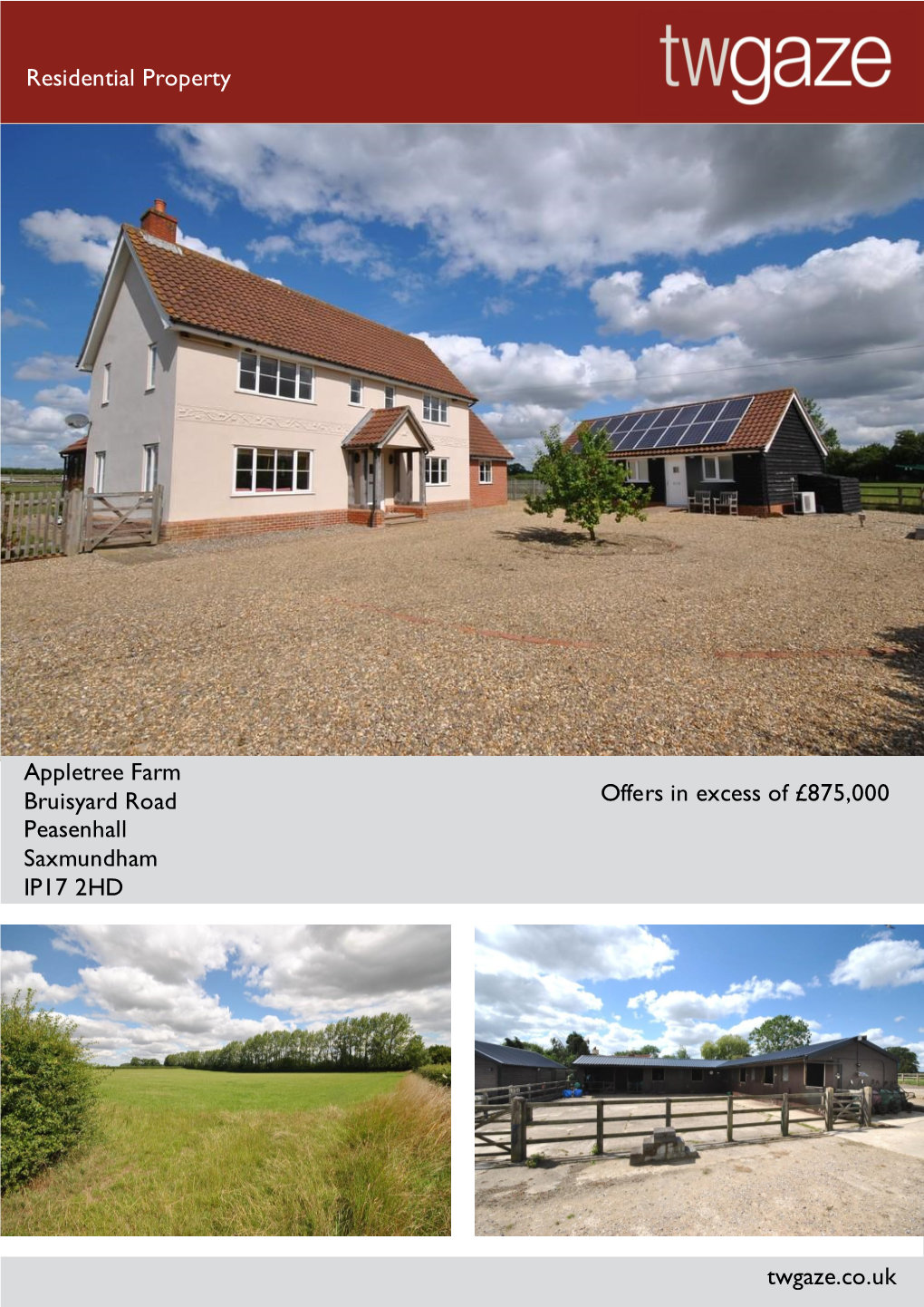 Residential Property Appletree Farm Bruisyard Road Peasenhall