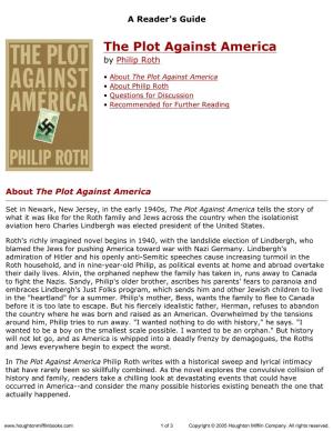 Reader's Guide for the Plot Against America Published by Houghton