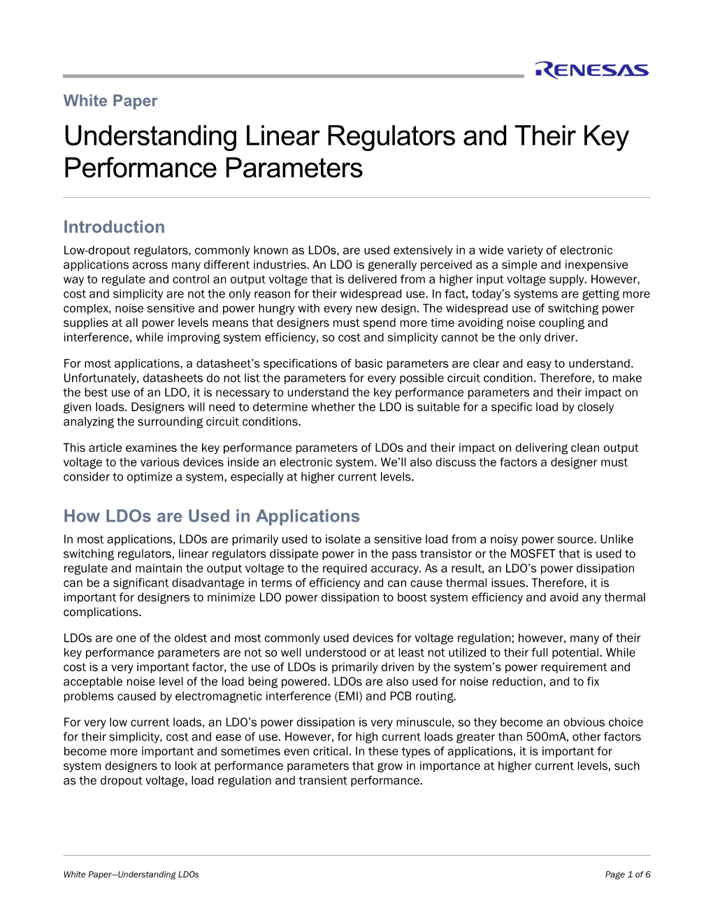 Understanding Linear Regulators and Their Key Performance Parameters